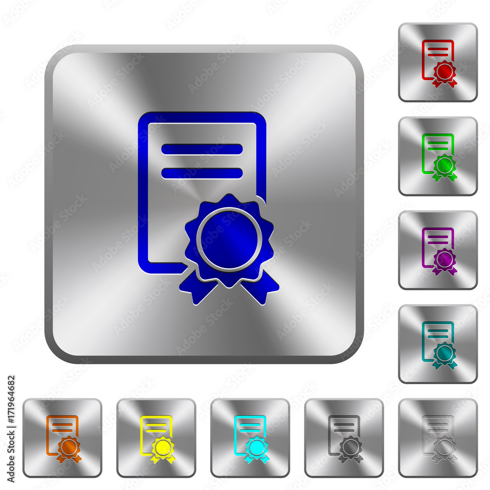 Certificate rounded square steel buttons Certificate rounded square steel buttons
