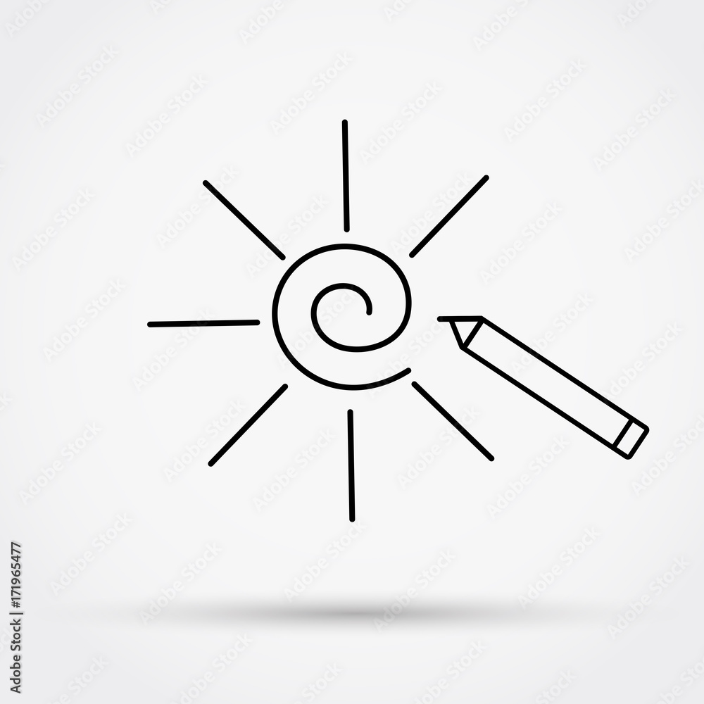 Pencil drawing the sun outline style vector illustration. Pencil drawing the sun outline style vector illustration.