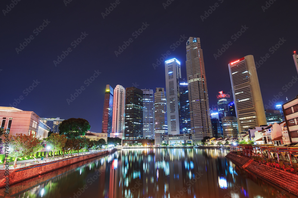 cityscape of Singapore city, view from Elgin Bridge