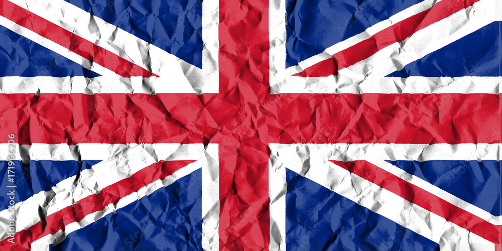 Fototapeta premium United Kingdom Great Britain Crisis Concept: Crumpled Paper UK Flag