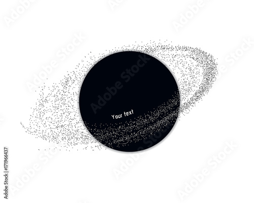 Futuristic black hole with asteroid belt and abstract elements.