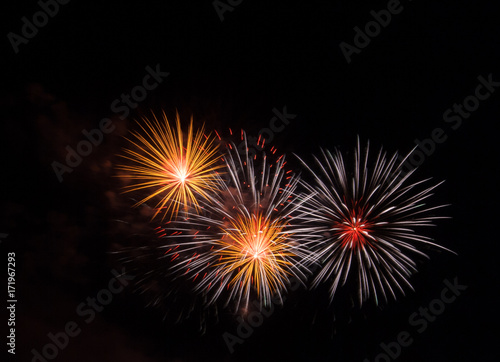 Night Scene, Fireworks show, beautiful. Celebration Fireworks Festival competition. © kunpisit