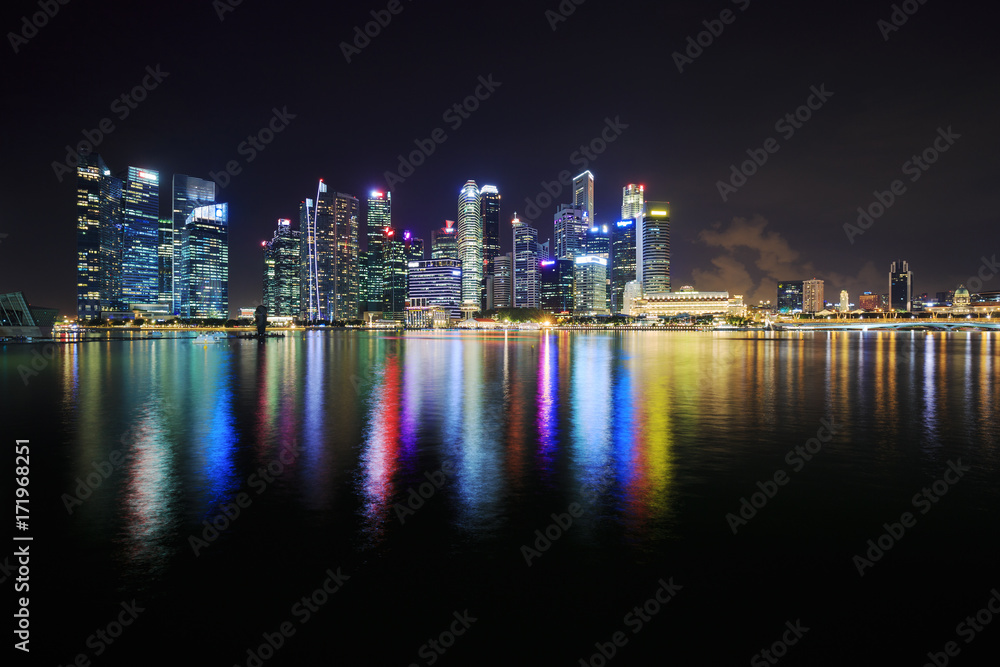 Fototapeta premium central business district building of Singapore city at night