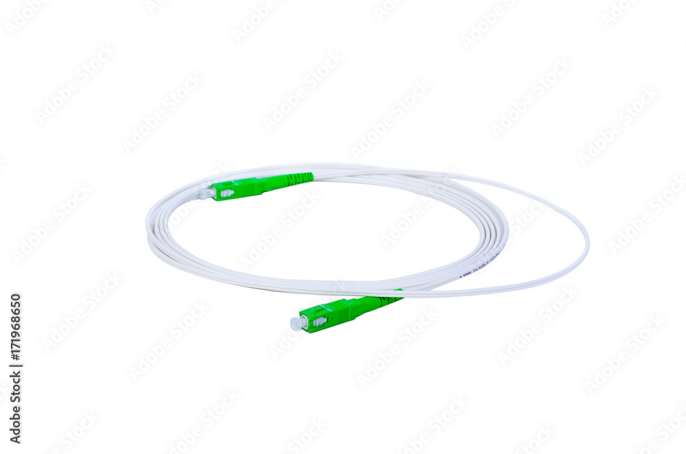 fiber optic patch cord on white background fiber optic patch cord on white background