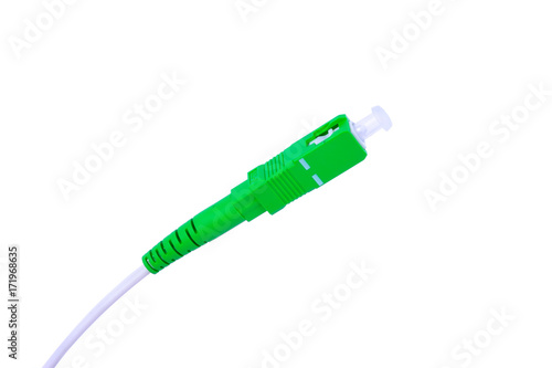 fiber optic patch cord on white background