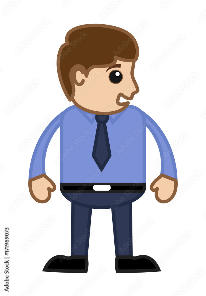 Funny Cartoon Businessman talking side