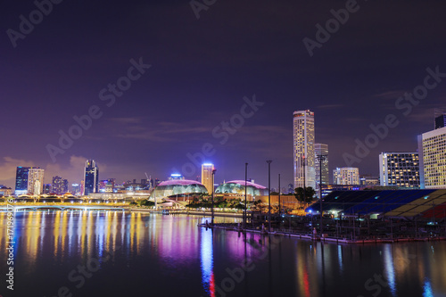 cityscape of Singapore city at night