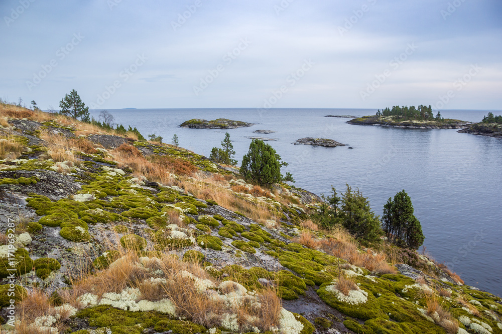 Lake Ladoga Skerries Karelia Russia Islands of Moss Autumn Landscape
