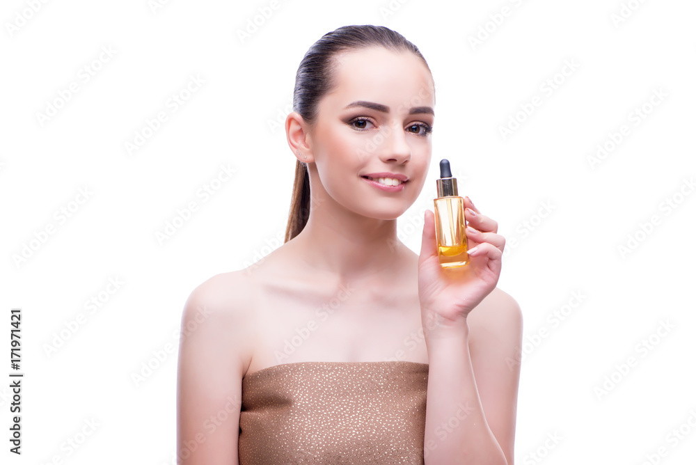 Fototapeta premium Young beautiful female fashion model with make up