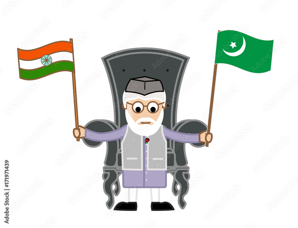 Patriotic Cartoon Politician Showing Pakistan and India Flags Stock Vector  | Adobe Stock