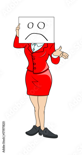Cartoon Businesswoman Sad Smiley