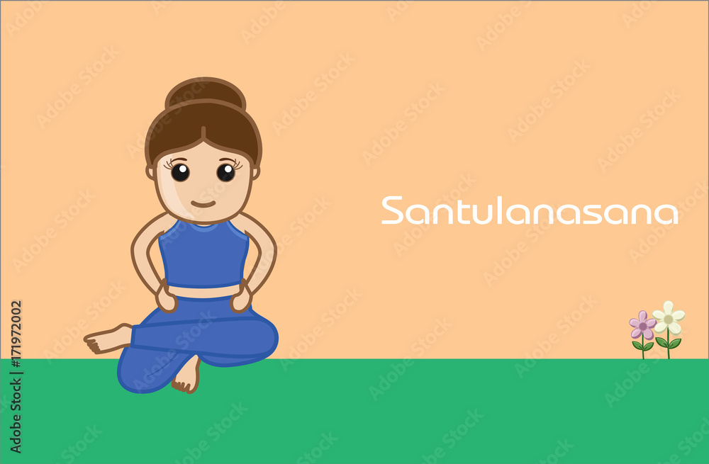 Yoga Cartoon Vector Pose - Santulanasana Yoga Cartoon Vector Pose - Santulanasana