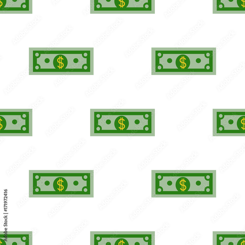 dollars bill seamless pattern on a white background. Flat design Vector Illustration dollars bill seamless pattern on a white background. Flat design Vector Illustration