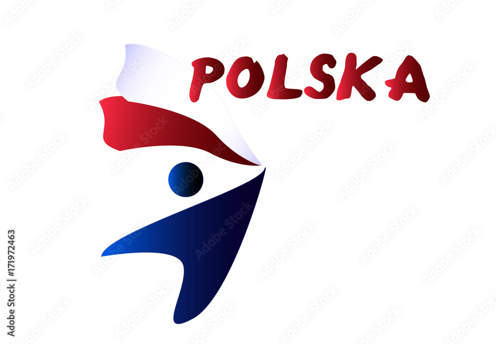 Czlowiek z flaga Polski - obrazy, fototapety, plakaty 