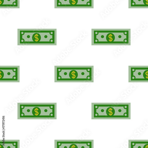 dollars bill seamless pattern on a white background. Flat design Vector Illustration