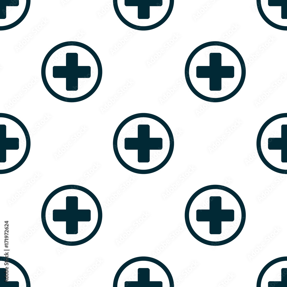Seamless pattern of the first aid isolated on white background Flat design Vector Illustration