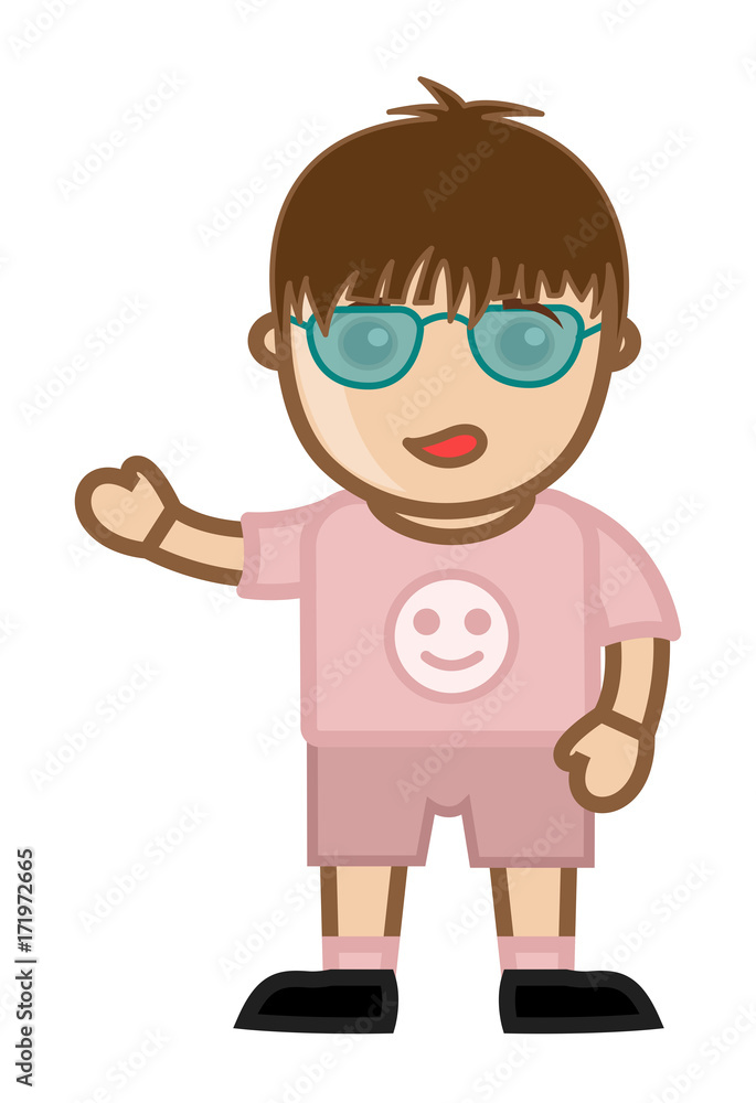 Cute Cartoon Kid Boy Presenting