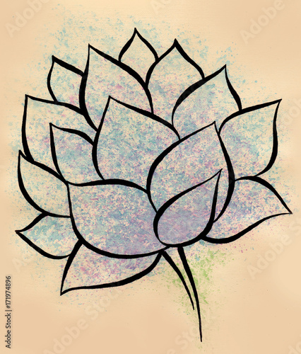 Lotus flower watercolor hand-made painting © zts