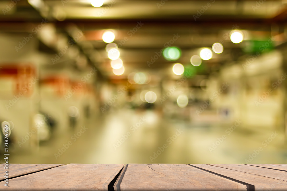Fototapeta premium Desk on front with blurred background abstract, copy space