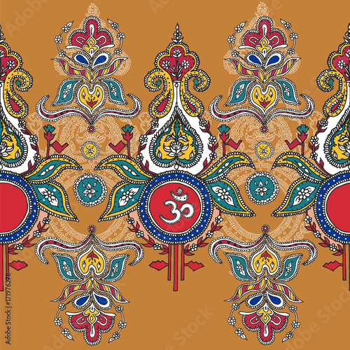 Symbol lord shiva om.pattern. indian textile pattern