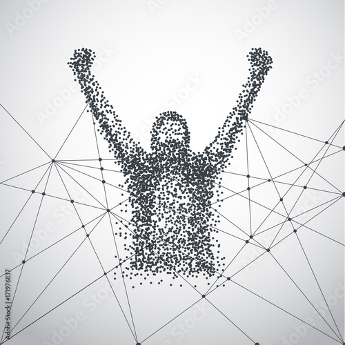 Creative abstract successful sport man from dot. Vector illustration