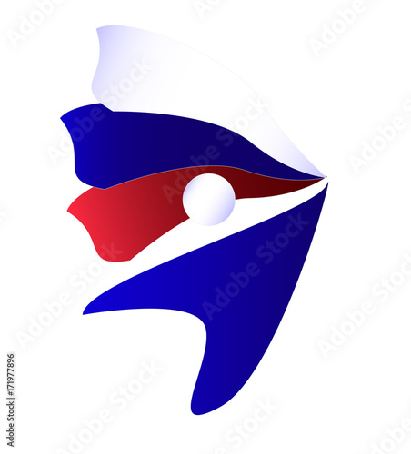 Человек с флагом России