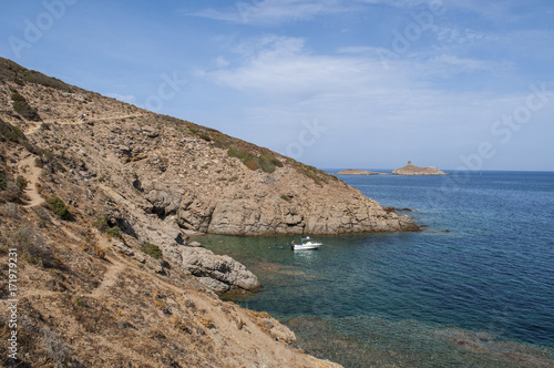 Corsica, 28/08/2017: Mar Mediterraneo e macchia mediterranea lungo il Sentier des Douaniers (sentiero dei doganieri), percorso costiero di 19 chilometri a Capo Corso  photo