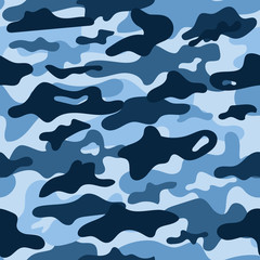 Fototapete Tarnmuster Nahtloses Blaues Camouflage Tarnmuster  © ARTvektor