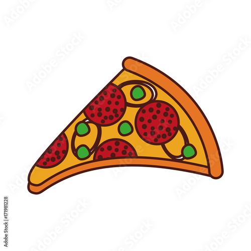 fast food pizza with cheese pepperoni tasty vector illustration