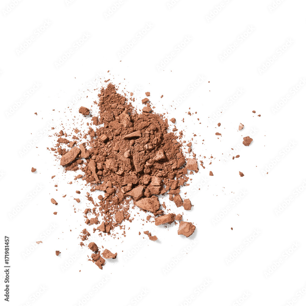 Crushed face powder isolated on white background Crushed face powder isolated on white background