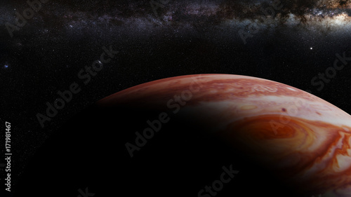 Fototapeta Naklejka Na Ścianę i Meble -  planet Jupiter and the Milky Way galaxy