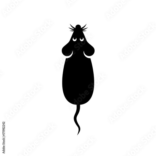 Mouse animal top view black silhouette