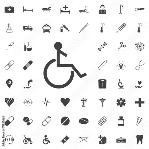 Disabled Handicap Icon black icon on the white background medicine, medical set Flat vector illustration.