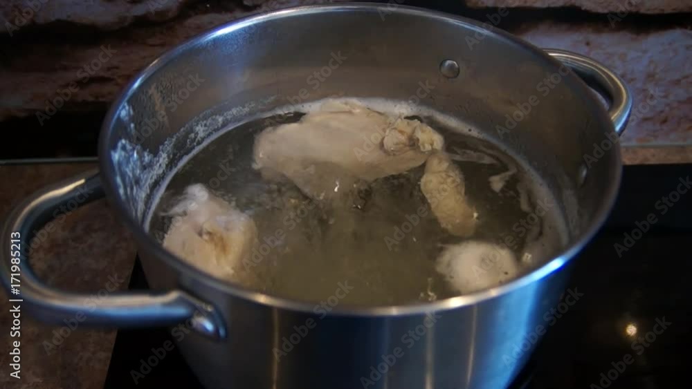 Chicken soup cooking