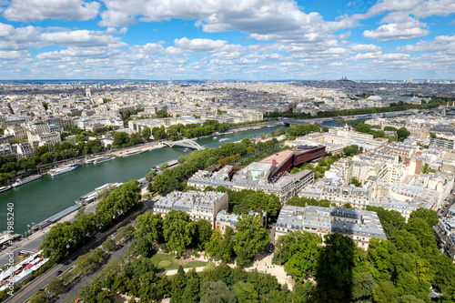 Aerial view of central Paris and the river Seine