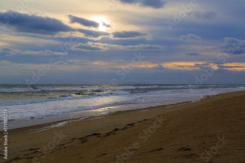 Sunrise in winter on beach in North Carolina