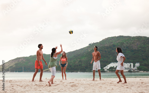 People playing volleyball