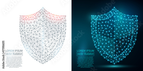 Polygonal security shield abstract image. Low poly