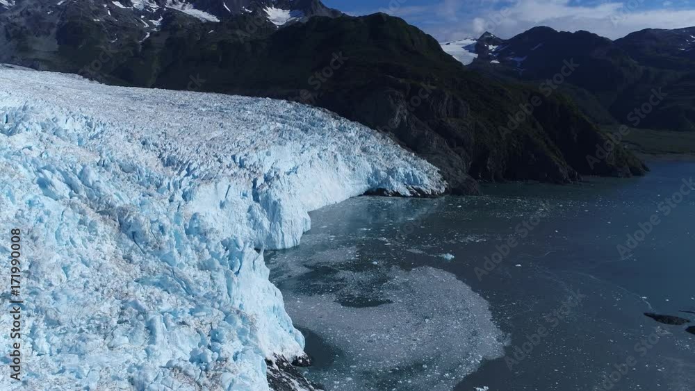 Arial 4k shots of a glacier and it's surroundings in Alaska Arial 4k shots of a glacier and it's surroundings in Alaska