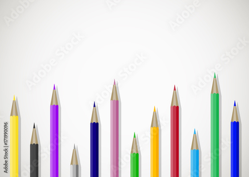 Color pencils art banner poster with place for text