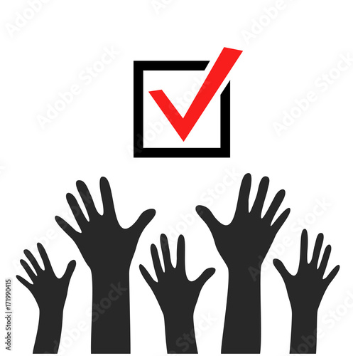 Raised hands icon, vector poster