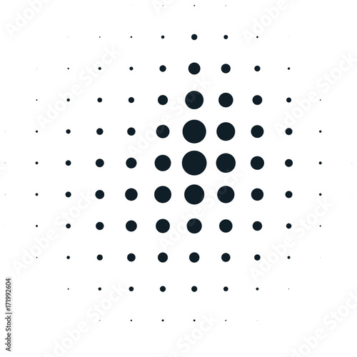 Abstract black and white halftone sphere isolated