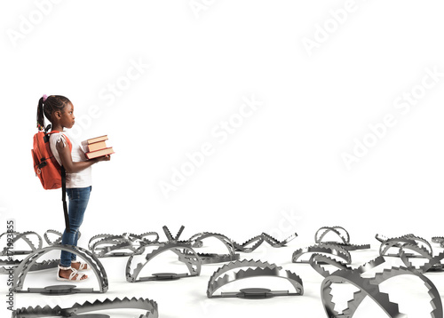 Картината върху платно Young student walking through the pitfalls