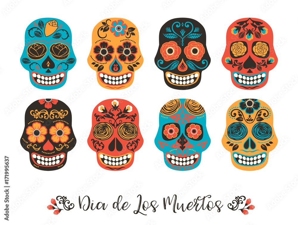 Dia de los muertos. Day of The Dead. Vector illustration of skulls Dia de los muertos. Day of The Dead. Vector illustration of skulls