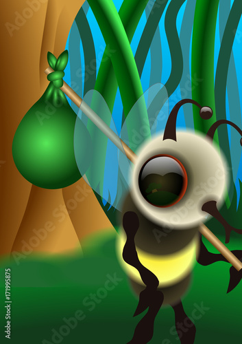 A wanderer bee fantasy character. Digital illustration