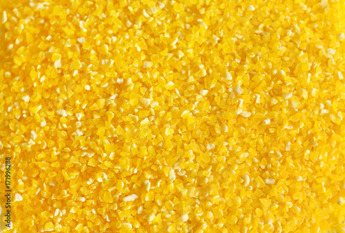 Bright yellow corn grits, closeup