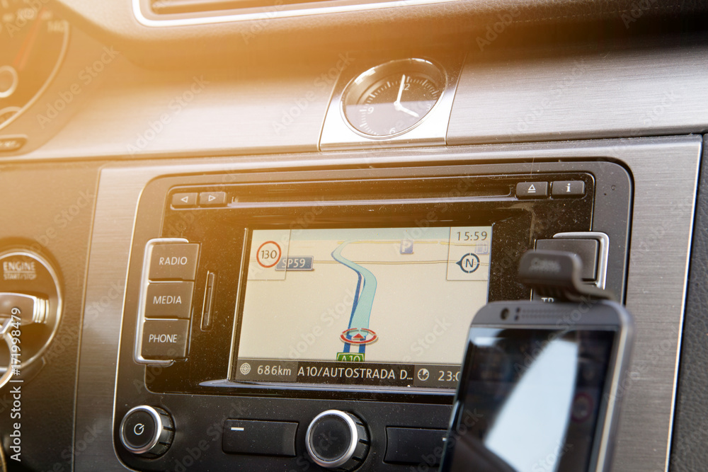 Fototapeta premium the car panel navigation
