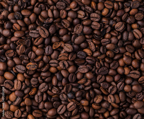 Mixture of different kinds of coffee beans. Coffee background