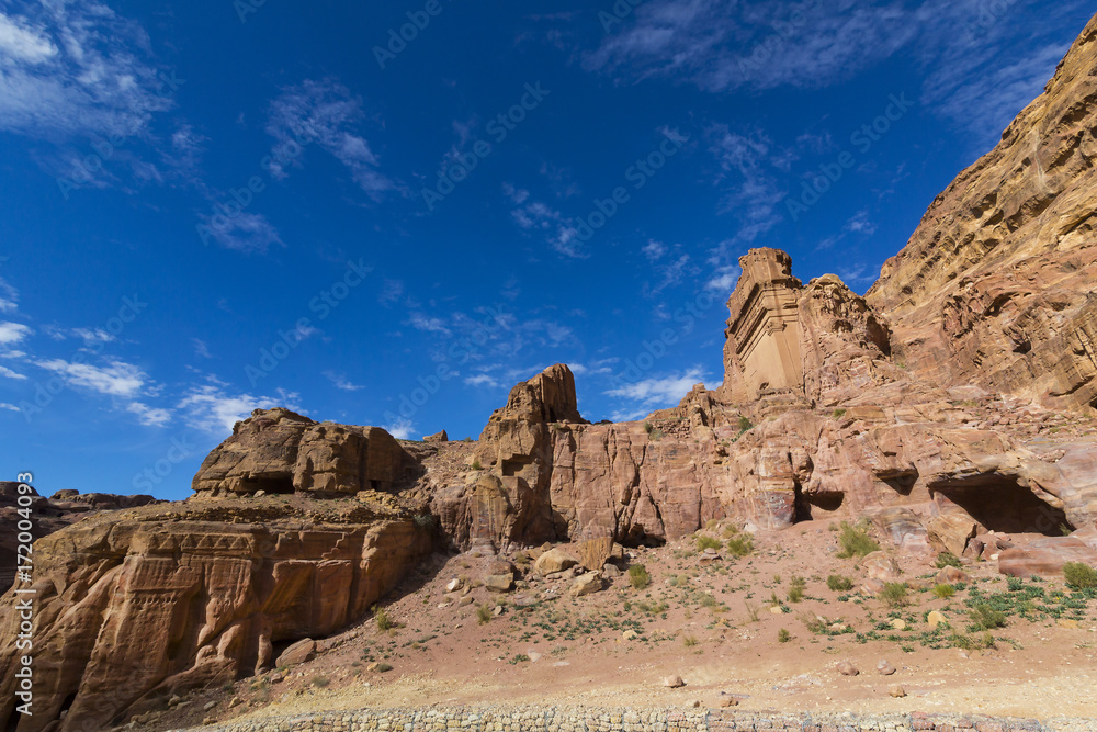 Ancient abandoned rock city of Petra in Jordan tourist attraction Ancient abandoned rock city of Petra in Jordan tourist attraction