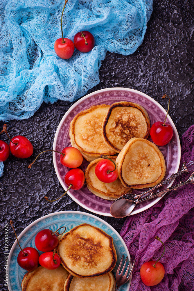 Pancakes with cherry Pancakes with cherry